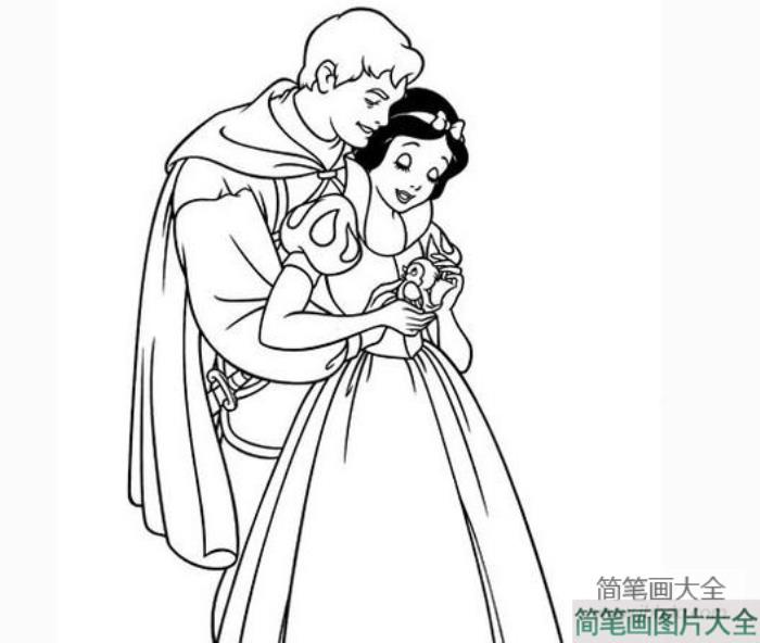 白雪公主和王子简笔画_白雪公主图片简笔画  第3张