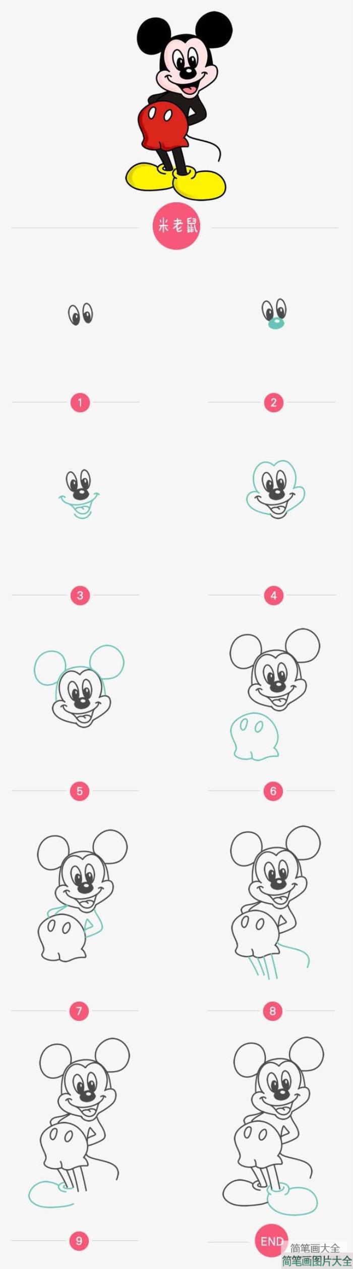 简笔画教程大全_米老鼠简笔画画法