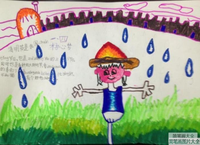 及时的春雨清明节小学生的绘画作品欣赏