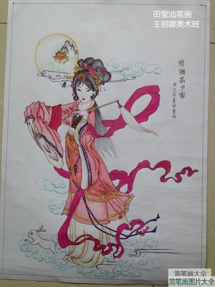 中秋节赏月儿童画