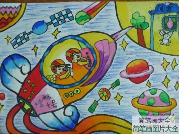 我请月亮吃月饼绘画,中秋节儿童画  第1张