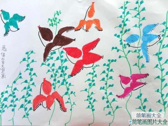 幼儿春天的小鸟儿童画图片