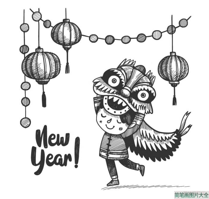 3张新年快乐插画图片