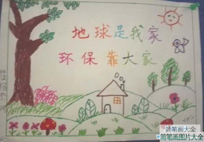 小学生环保儿童绘画作品欣赏：地球是我家环保靠大家  第1张