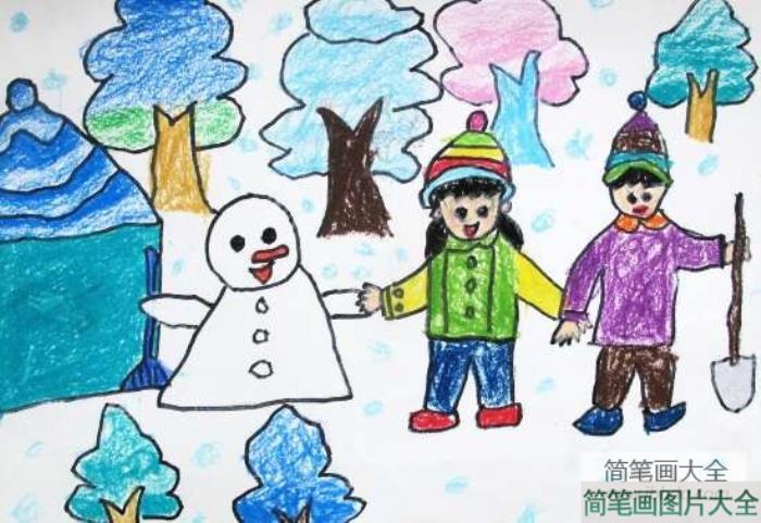 九岁关于雪的儿童画