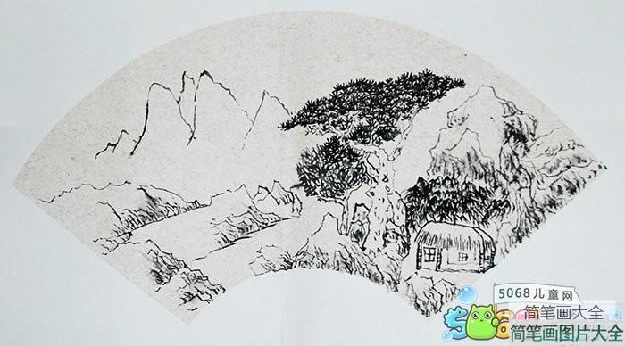 国画山水考级扇面山水画作品赏析