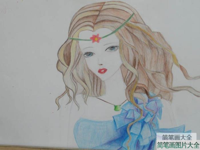 儿童画_美丽少女