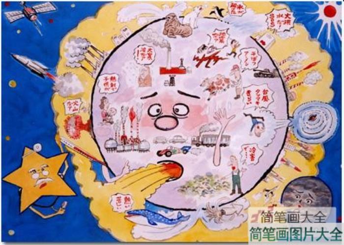 地球妈妈着火了国外环保儿童画作品欣赏  第1张